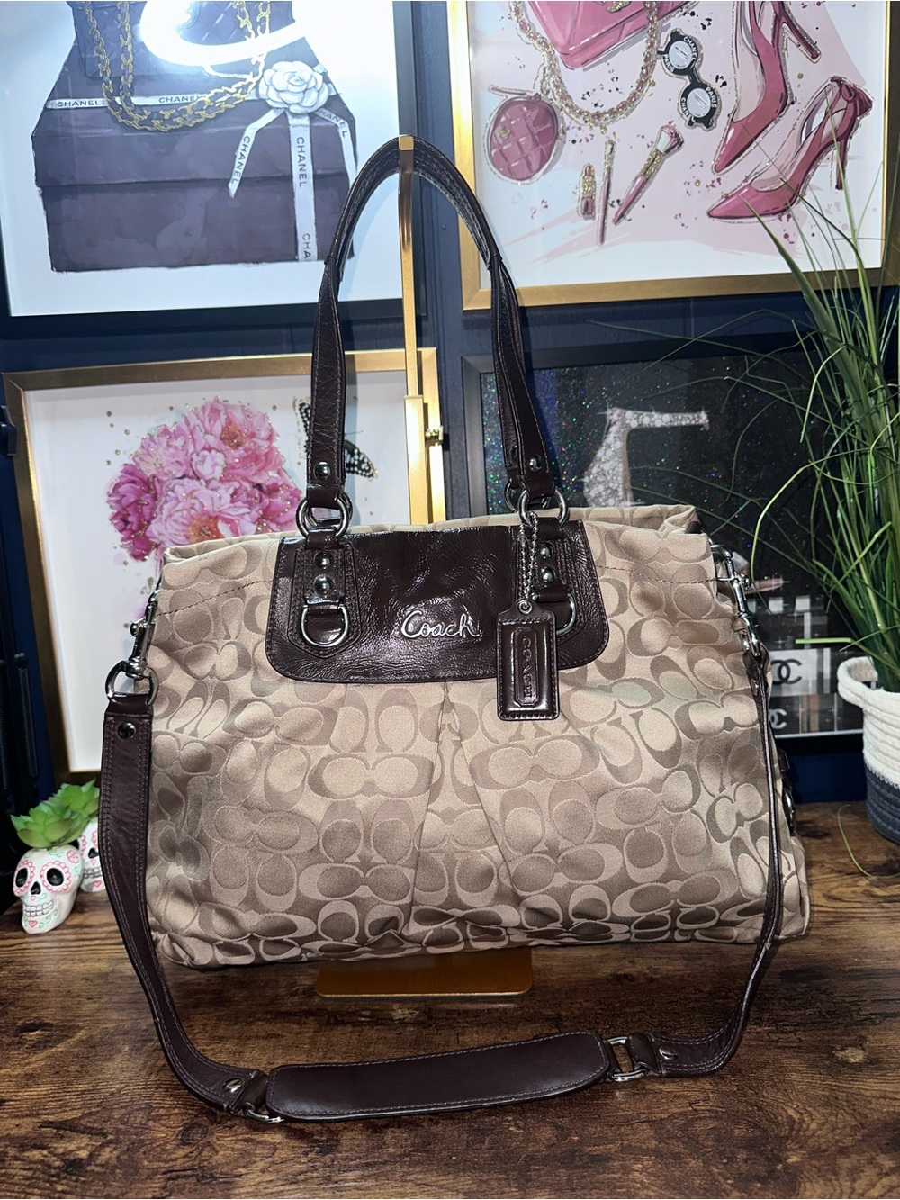 the Coach Ashley Signature Sateen Carryall.